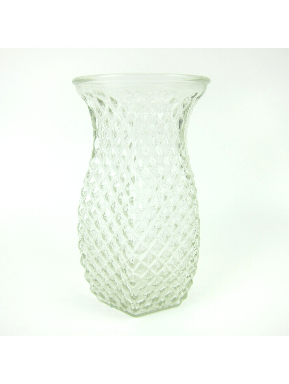 Vintage Hoosier Glass Vase Diamond Pattern Pineapple 6" Mid-Century Modern 1950s - Picture 5 of 11
